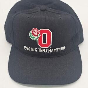 Vintage Ohio State Buckeyes Hat Cap Snap Back One Size Black Football Headmaster